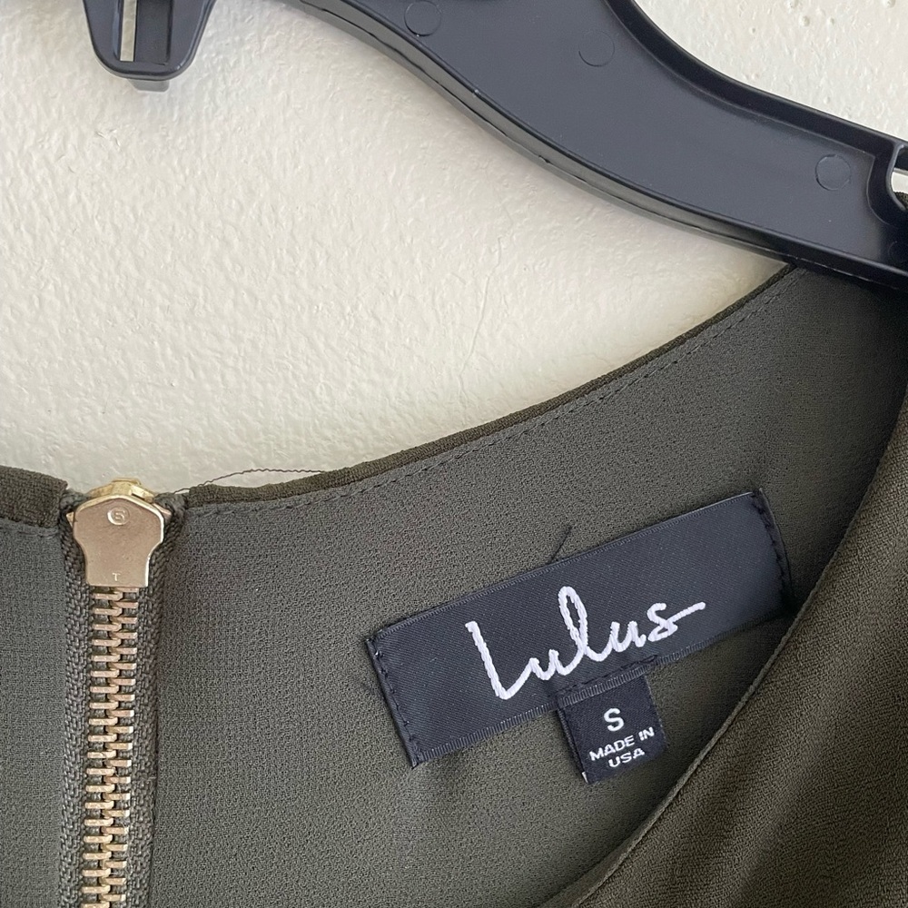 Lulu's Dark Olive Dress with Gold Zipper